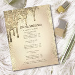 Prospectus 11,4 Cm X 14,2 Cm Liste de services de glam Parties scintillant or d<br><div class="desc">Maquillage Artiste Gold Parties scintillant Glam Service List Flye,  Customisez le nom de l'entreprise,  les coordonnées,  et votre liste de produits/services et les prix.</div>