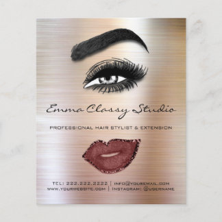 Prospectus 11,4 Cm X 14,2 Cm Liste des prix Rose Lash Brow Maquillage Lips