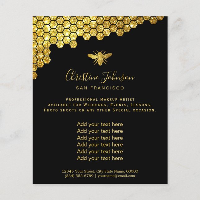 Prospectus 11,4 Cm X 14,2 Cm logo abeille sur le prospectus arrière - plan noir (Devant)