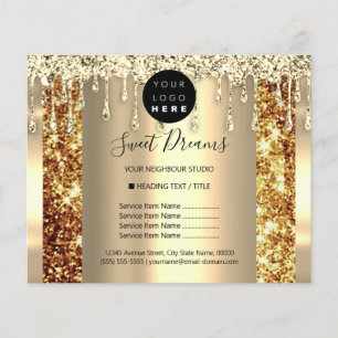 Prospectus 11,4 Cm X 14,2 Cm Logo Beauté Maquillage Ongles Liste de Prix Or Éti