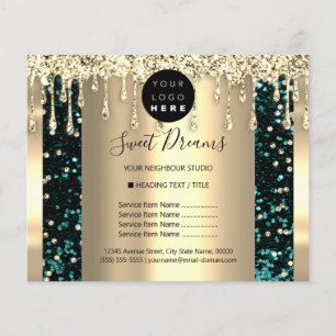 Prospectus 11,4 Cm X 14,2 Cm Logo Beauté Maquillage Ongles Liste de Prix Or Sar