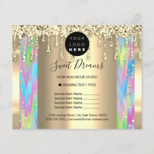 Prospectus 11,4 Cm X 14,2 Cm Logo Beauté Maquillage Ongles Liste de Prix Pastel