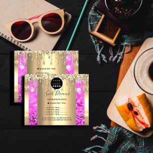 Prospectus 11,4 Cm X 14,2 Cm Logo Beauty Maquillage Nails Liste de prix Or Rose