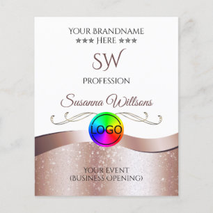 Prospectus 11,4 Cm X 14,2 Cm Logo blanc et prospectus Monogramme Rose Wavy Gold