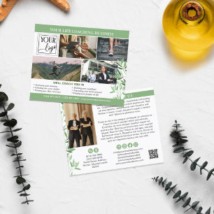 Prospectus 11,4 Cm X 14,2 Cm Logo Collage photo de calme vert QR Promo