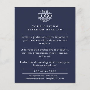 Prospectus 11,4 Cm X 14,2 Cm Logo commercial bleu marine minimaliste promotionn