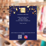 Prospectus 11,4 Cm X 14,2 Cm Logo commercial des étoiles d'or bleu qr code inst<br><div class="desc">Personnalisez et ajoutez votre logo,  nom,  adresse,  votre texte,  votre propre code QR à votre compte instagram. Arrière - plan bleu marine,  décoré d'étoiles dorées.</div>