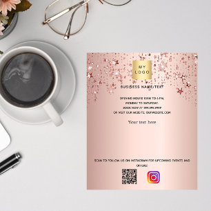 Prospectus 11,4 Cm X 14,2 Cm logo commercial or étoiles rose code qr instagram