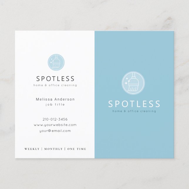 Prospectus 11,4 Cm X 14,2 Cm Logo de chambre moderne Service de nettoyage bleu  (Devant)