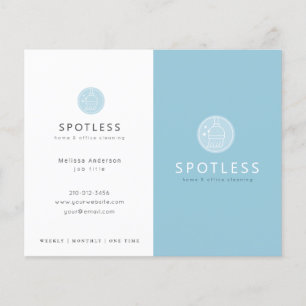 Prospectus 11,4 Cm X 14,2 Cm Logo de chambre moderne Service de nettoyage bleu 