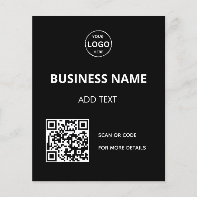 Prospectus 11,4 Cm X 14,2 Cm Logo de code QR Noir Moderne (Devant)