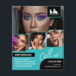 Prospectus 11,4 Cm X 14,2 Cm Logo de collection photo turquoise QR maquillage p<br><div class="desc">Flyer recto verso pour un maquilleur, un peintre à ongles, un coiffeur ou une profession similaire où vous devez présenter votre travail dans un collage photo rétro avec des bordures turquoise et arrière - plan turquoise. Personnalisez avec votre logo et sur le dos une photo supplémentaire et votre code QR...</div>