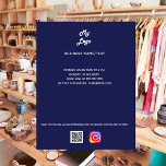 Prospectus 11,4 Cm X 14,2 Cm Logo de l'entreprise code qr instagram texte perso<br><div class="desc">Arrière - plan bleu marine,  texte blanc. Personnalisez et ajoutez votre logo,  nom,  adresse,  votre texte,  votre propre code QR à votre compte instagram.</div>