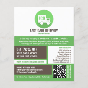 Prospectus 11,4 Cm X 14,2 Cm Logo de livraison par messagerie, publicité des se