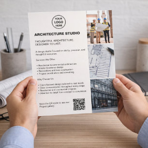 Prospectus 11,4 Cm X 14,2 Cm Logo de photo d'entreprise d'architecture moderne