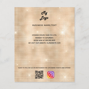 Prospectus 11,4 Cm X 14,2 Cm Logo d'entreprise code qr instagram or glam