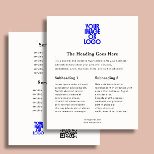 Prospectus 11,4 Cm X 14,2 Cm Logo d'entreprise Élégant Liste de Prix Code QR Bl