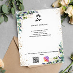 Prospectus 11,4 Cm X 14,2 Cm Logo d'entreprise Eucalyptus code qr instagram tex<br><div class="desc">Personnalisez et ajoutez votre logo,  nom,  adresse,  votre texte,  votre propre code QR à votre compte instagram. Décoré de végétation d'eucalyptus et de poussière dorée, </div>
