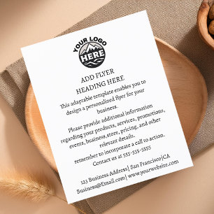 Prospectus 11,4 Cm X 14,2 Cm Logo d'entreprise Minimaliste Simple Blanc