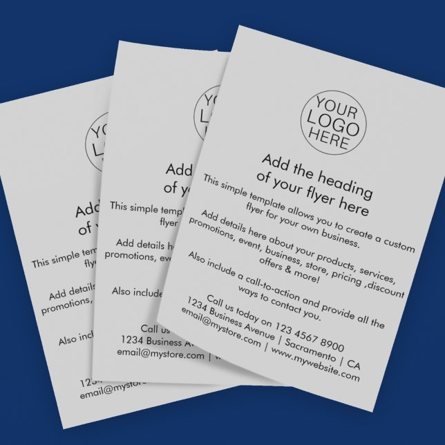 Prospectus 11,4 Cm X 14,2 Cm Logo d'entreprise | Simple gris noir personnalisé (Créateur téléchargé)