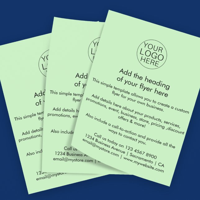 Prospectus 11,4 Cm X 14,2 Cm Logo d'entreprise | Simple vert clair personnalisé (Créateur téléchargé)