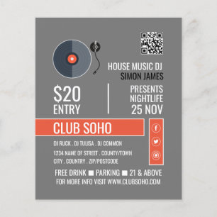 Prospectus 11,4 Cm X 14,2 Cm Logo du lecteur de disques, publicité DJ professio