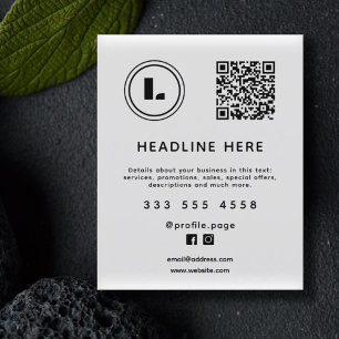 Prospectus 11,4 Cm X 14,2 Cm Logo et code QR blanc minimaliste