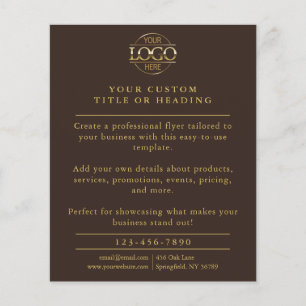 Prospectus 11,4 Cm X 14,2 Cm Logo minimaliste Brown & Gold Business Promotion
