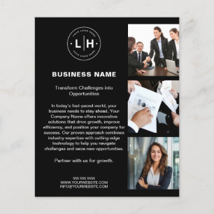 Prospectus 11,4 Cm X 14,2 Cm Logo moderne Photo Entreprise Black Business