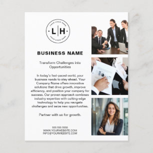 Prospectus 11,4 Cm X 14,2 Cm Logo moderne Photo Entreprise White Business