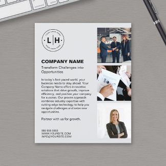 Prospectus 11,4 Cm X 14,2 Cm Logo moderne Photo Grey Professionnel