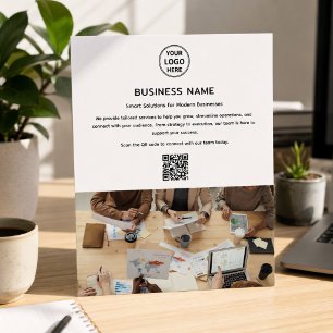 Prospectus 11,4 Cm X 14,2 Cm Logo Moderne Photo QR Professionnel Blanc Entrepri