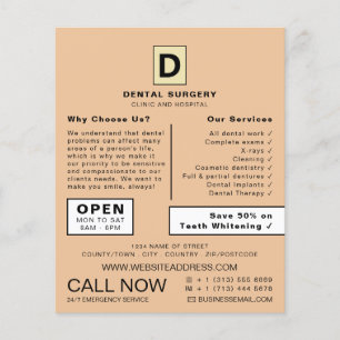 Prospectus 11,4 Cm X 14,2 Cm Logo personnalisé, dentisterie, Publicité pour les