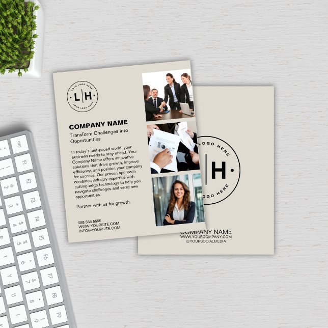 Prospectus 11,4 Cm X 14,2 Cm Logo personnalisé moderne (Modern Custom Business Logo Photo Company Flyer by MINTIC DESIGN STUDIO)