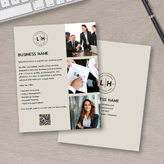 Prospectus 11,4 Cm X 14,2 Cm Logo Personnalisé Moderne Photo QR Business