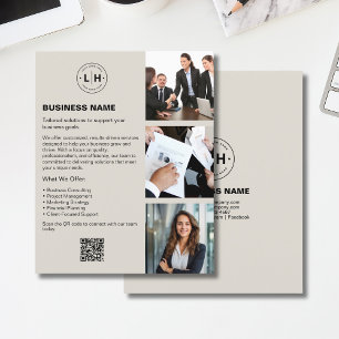 Prospectus 11,4 Cm X 14,2 Cm Logo personnalisé Photo QR Entreprise Professionne