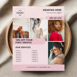 Prospectus 11,4 Cm X 14,2 Cm Logo Photo Business Marketing Pink