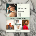Prospectus 11,4 Cm X 14,2 Cm Logo Photo Business Marketing Vert<br><div class="desc">Présentez notre conception personnalisée de prospectus adaptée à votre petite entreprise! Avec de l'espace pour quatre photos accrocheuses,  votre flyer est sûr de capter l'attention. Customisez votre liste de services pour présenter ce que vous offrez,  et n'oubliez pas d'ajouter un titre pour toute offre spéciale ou promotion.</div>