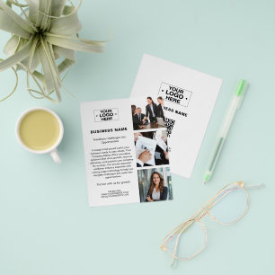 Prospectus 11,4 Cm X 14,2 Cm Logo Photo Moderne QR Blanc Entreprise Corporate