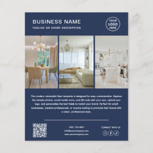Prospectus 11,4 Cm X 14,2 Cm Logo Photo Personnalisé Flyer d'Affaires Moderne B