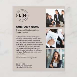 Prospectus 11,4 Cm X 14,2 Cm Logo Photo Personnalisé Flyer Entreprise Moderne B