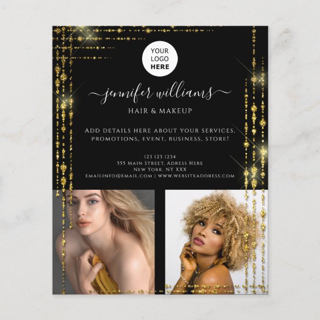 Prospectus 11,4 Cm X 14,2 Cm Logo photo personnalisé moderne promotionnel Black (Devant)