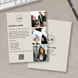 Prospectus 11,4 Cm X 14,2 Cm Logo Photo QR Entreprise Personnalisé Moderne