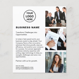 Prospectus 11,4 Cm X 14,2 Cm Logo Photo QR Modern White Corporate Business