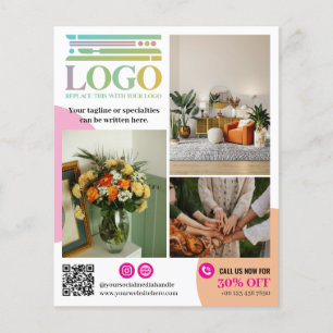 Prospectus 11,4 Cm X 14,2 Cm Logo Photos Promotionnels Cercles Rose & Pêche