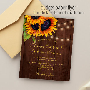Prospectus 11,4 Cm X 14,2 Cm Lumières tournesol rustique grange mariage budget 