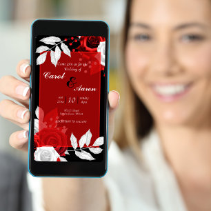 Prospectus 11,4 Cm X 14,2 Cm luxe budget floral noir, blanc et rouge mariage