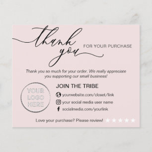 Prospectus 11,4 Cm X 14,2 Cm Magasin en ligne Baby Pink Petite entreprise Merci