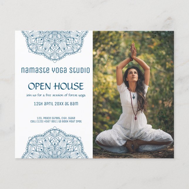 Prospectus 11,4 Cm X 14,2 Cm Maison ouverte pour méditation Yoga Photo promotio (Devant)
