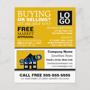 Prospectus 11,4 Cm X 14,2 Cm Maison Vendu, Revendeur, Agent immobilier Publicit